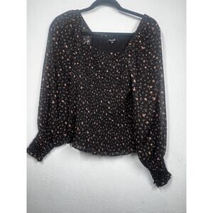 Madewell Resourced Georgette Lucie Top Black Floral sz S